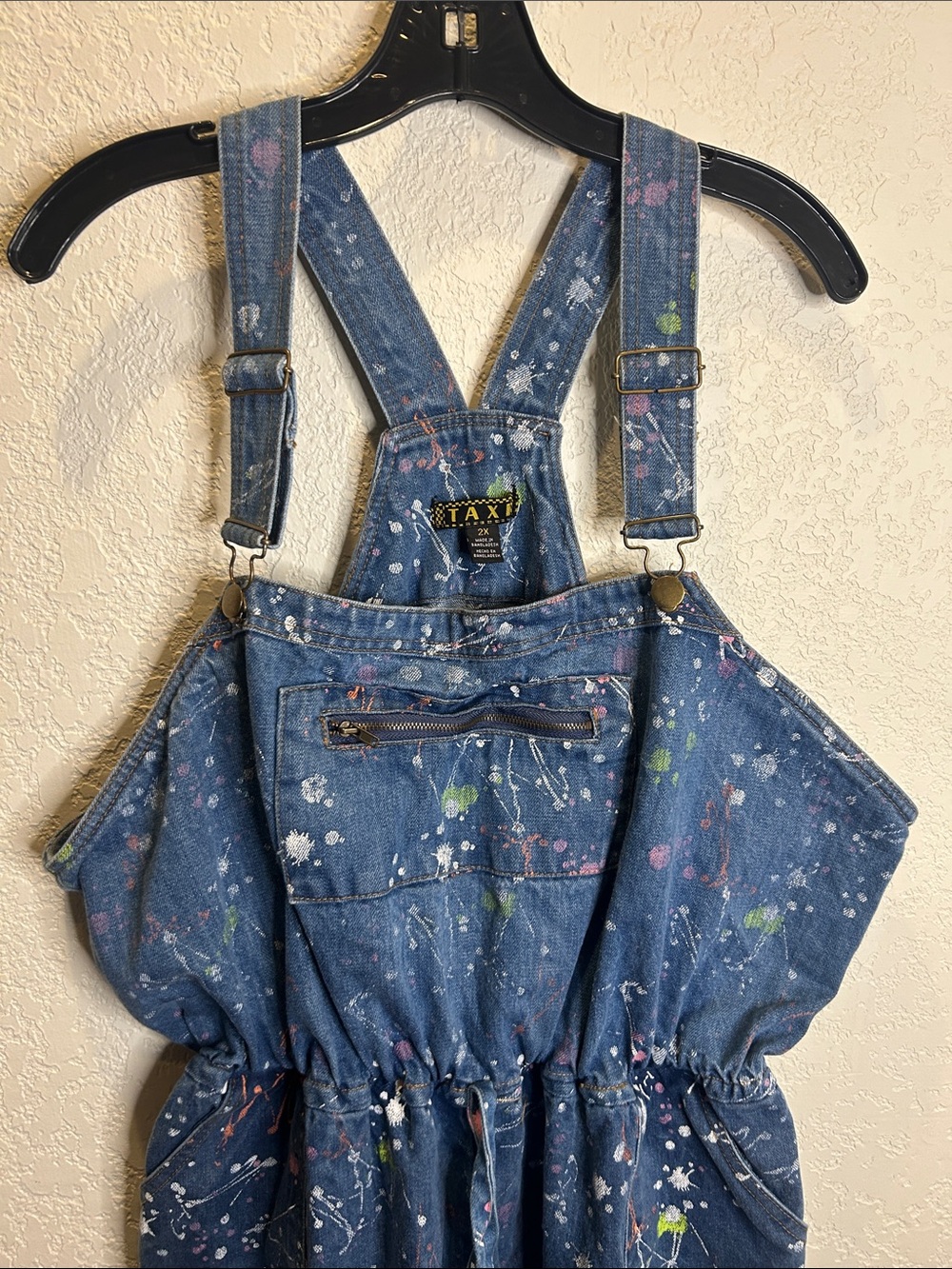 Taxi Carrie AJLT Paint-Splatter Denim Overalls - Picture 3 of 5